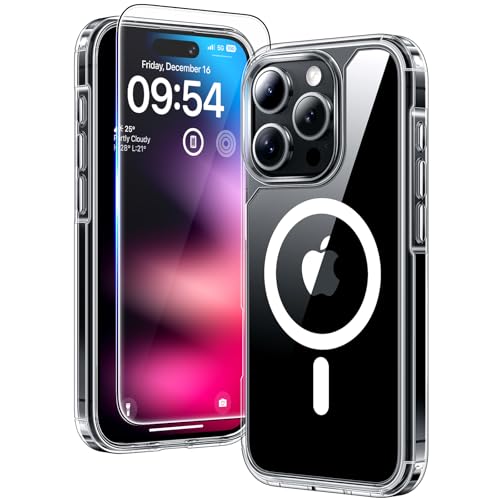 Image of TAURI for iPhone 16 Pro Max Case, Compatible with MagSafe, Clear | with Screen Protector, Not-Yellowing Military-Grade Protection, Shockproof Slim Magnetic Case for iPhone 16 ProMax