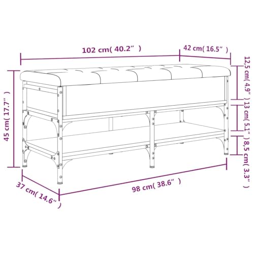 Banc de coffre ouvert en matériau dérivé du bois 102x42x45 cm - 3