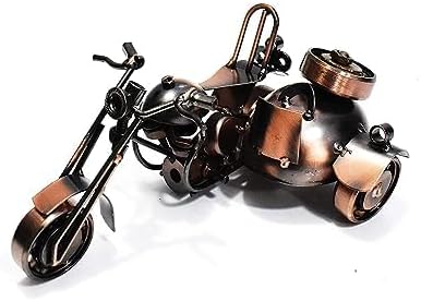 ZIF Metal Handmade Royal Look showpiece 3 Wheel Motor Bike | Vintage Decorative Side car Bike | Metallic Colour (18cm)