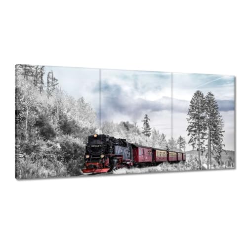 Toile train en paysage d'hiver deco murale grand format 120x60 H8402M