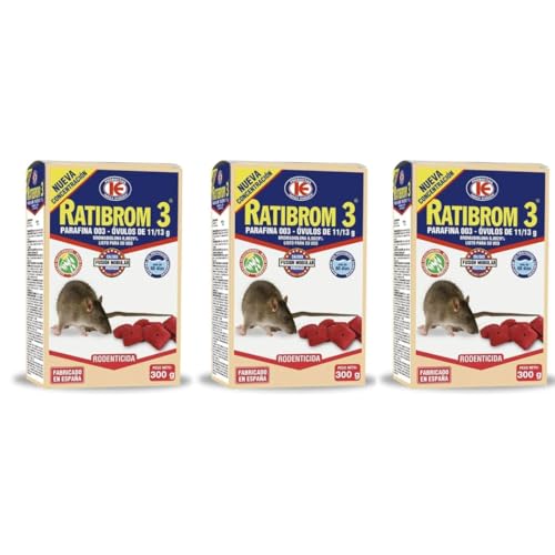 Peyca Pack 3 Unidades Ratibrom 3 parafina en ovulos 300g - Impex Europa. Rodenticida en ovulos para Ratas y Ratones. Listo para Usar.
