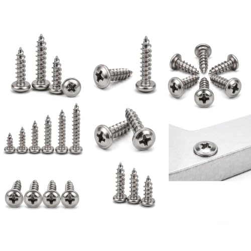 Image of By inchVP INDUSTRIES inch (Pcs-25) No.2x9.5 mm Pan Head Combination Phillips-Slotted Self-Tapping Screw - Stainless Steel, High-Tensile for Wood, Metal, Furniture & DIY Applications
