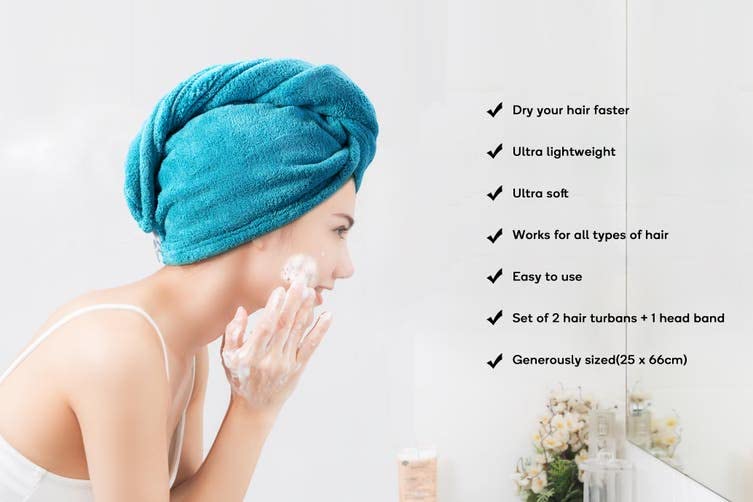 MIDASTRA FASHION NavyBlue Microfiber Hair Drying Towel 500 GSM β Soft, Absorbent & Lint-Free Hair Wrap Turban for Girls and Women 2