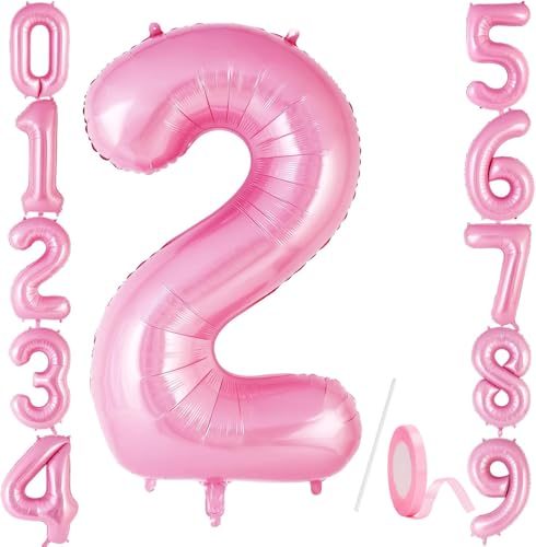 Number Balloons Pink 40 inch, Jumbo Digital Foil Mylar Balloon for Birthday Party Wedding Anniversary Celebration Decoration