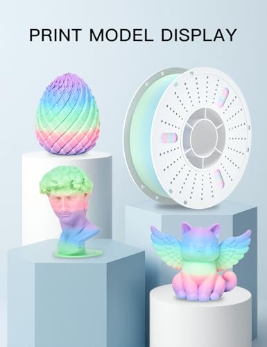 Image of PINBALL Matte Rainbow PLA 3D Printer Filament 1.75mm, Multicolor Changing 3D Printing Filament, PLA Filament Dimensional Accuracy + /- 0.02mm, 1 KG Matte Rainbow