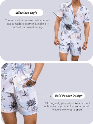 Image of DHRUVI TRENDZ Rayon Co-Ord Set for Men | Men's Cord Set | Night Suit for Men | T-Shirt and Shorts Set for Men | Night Dress for Men | Pyjama Set for Men
