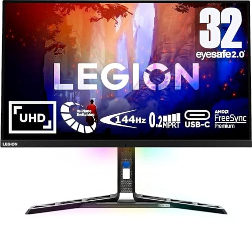 Lenovo Legion Y32p-30 | 31,5' UHD Gaming Monitor | 3840x2160 | 144Hz | 400 nits | 0,2ms Reaktionszeit | HDMI | DisplayPort | AMD FreeSync Premium | schwarz