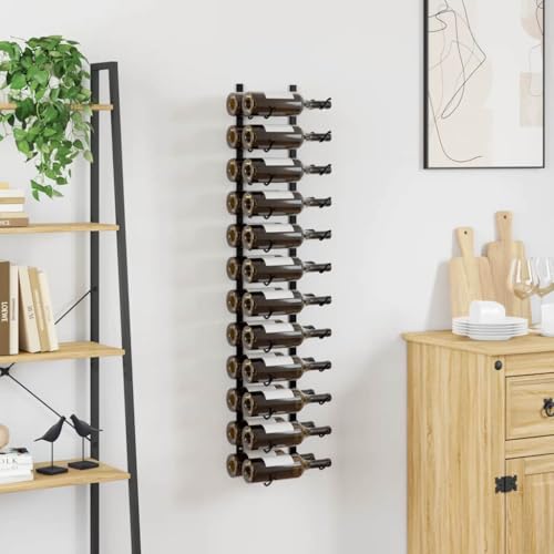 Soporte para botellas de vino de pared de hierro negro miniatura 3