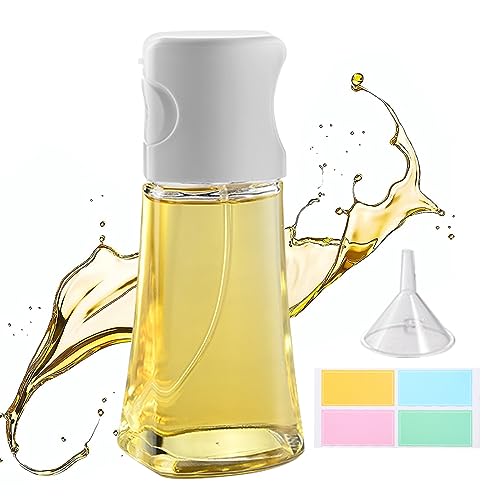 Oil Sprayer,220ml Glass Olive Oil Spray Bottle for Cooking Air Fryer Oil Dispenser Oil Sprayer Mister with Sticker,Kitchen Gadgets Accessories for Salad Baking Vinegar Grilling