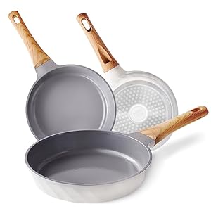 Non-stick Frying Pans Nonstick Frying Pan Set Egg Omelette Pans for Cooking Set, Healthy Ceramic Skillet Set Kitchen Induction Cookware Chef’s Pan Gift, 8″&9.5″ &11″