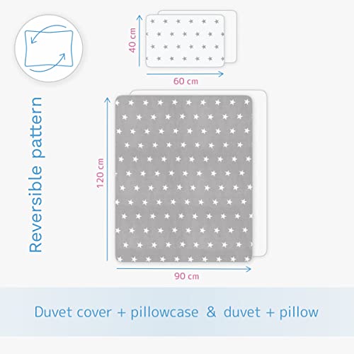 5 Piece Baby Bedding Duvet Pillow with Covers & Jersey Sheet fits 120x60cm Cot Bed (Big Stars) - Image 4
