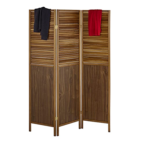 Biombos Separadores Relaxdays 0 Biombo 3 Paneles, 179x132cm, Separador de Ambientes, Plegable, Mampara, Madera Nogal, Divisor Espacios, Marrón,...