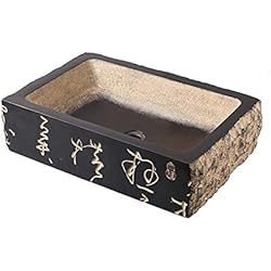 Fregadero Imitacion Piedra Retro Lavabo Piedra, Resina Natural Lavabo Encimera Hecho A Mano Efecto Imitación Piedra Fregadero De Recipiente Rústico Para Tocador De Lavabo De Gabinete,A,Single basin
