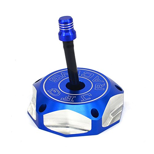 Image of JFG RACING Dirt Bike Billet Gas Fuel Tank Cap with Vent Hose for YZ85 YZ125 YZ250 04-23 /YZ250F YZ450F 04-13 /YZ125X 17-23 /YZ250X 16-23 /WR250F 03-09 11-13 /WR450F 03-09 11-15 /RMZ250 /RMZ450-Blue