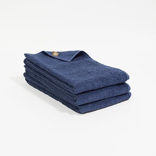 フェイスタオル 厚手 3枚セット ふわふわ 34×85 ネイビーブルー