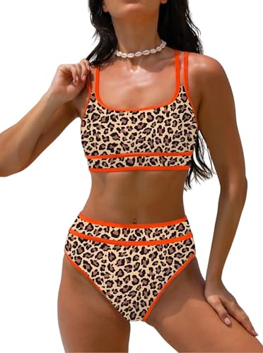 Image of popvil Women's High Waisted Bikini Sets 2026 Neon 2 Piece Swimsuit