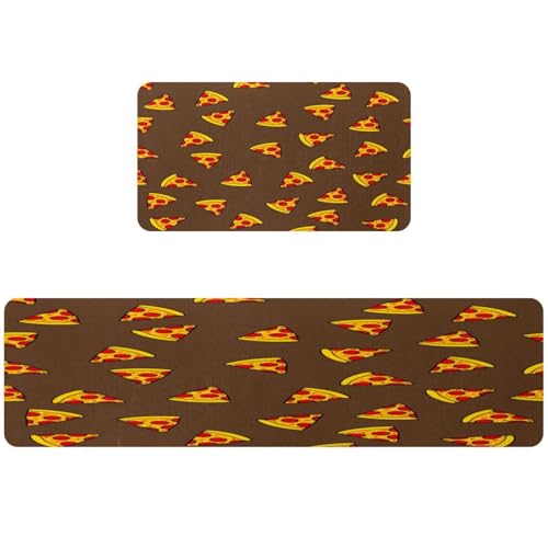 Tapete de cocina de 2 piezas VAPOKF con diseño de frutas y pizza antideslizante 2