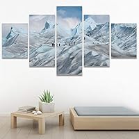 SIGNWIN 5 Panel Canvas Wall Art Modern Art Aerial Contemporary Cool Dramatic Multicolor Nature Photography Snow for Home Decorations Ready to Hang - 60