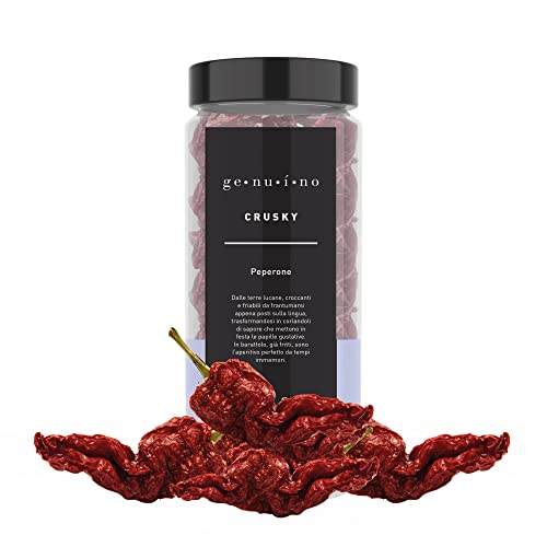 Genuino Peperoni Cruschi Lucani Artigianali, Cucina Botanica Italiana, Vegetariana, Peperone Crusco Dolce Pronto Da Mangiare Come Patatine, Ideale Per Cesti Natalizi O Regalo Uomo Donna, 50 Gr