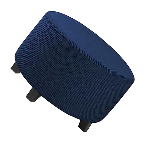 スツールカバー ラウンドオットマンカバー蓋付き収納スツールカバーベルベットプラッシュカバーラウンドフットスツールカバーストレッチチェックジャガード収納カバー (Color : A, Size : Jacquard 50)