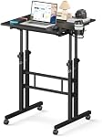 Bureau debout compact Enayplon avec roues, bureau mobile debout, table debout portable sur roues pour tapis de marche, bureau d'ordinateur roulant réglable en hauteur, table haute