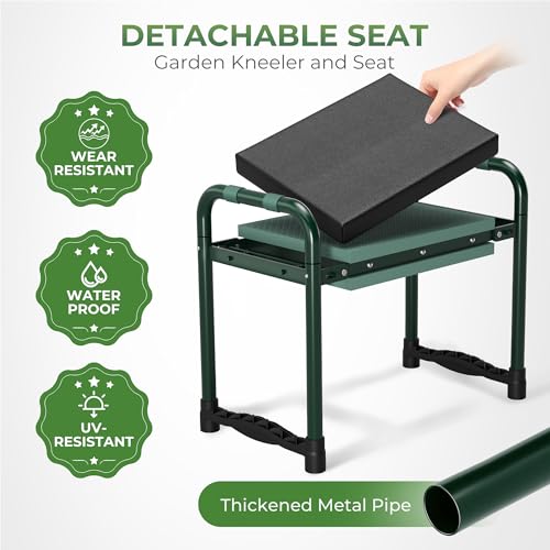 Image of Walensee Garden Kneeler and Seat, with Wider Soft Kneeling Pad & Tool Pouch