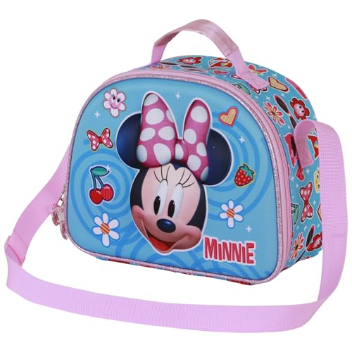 Dimensioni: 10 x 26 x 20 cm Disney Minni Mouse Happiness-Borsa Porta Merenda 3D, Blu, 26 x 20 cm