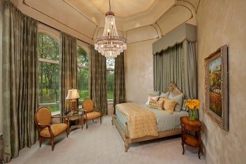 TOCHIC Crystal Chandelier, 7-Light French Empire Crystals Chandelier for Dining Living Room, Rustic Farmhouse Adjustable Antique Bronze Chandeliers Lighting for Bedroom, Kitchen, Foyer