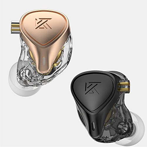 KZ ZEXPro Electret Electrostatic Driver &Dynamic Driver &Balanced Armature Driver Triple Hybrid Driver HiFi in Ear Earphone ZEX Pro Earbuds with Detachable Silver-Plated Cable (Without Mic, Pink Gold)