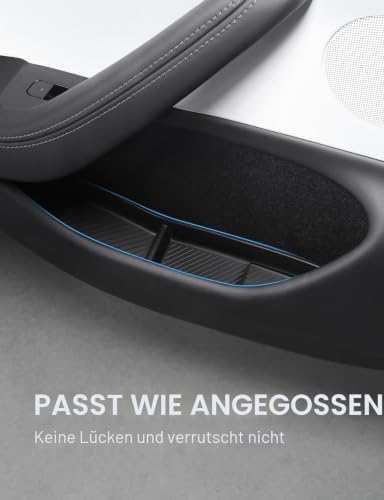 BASENOR 2024-2026 Tesla Model 3 Türseitenaufbewahrungsbox, Türfach-Einsätze, TPE-Organizer-Tray-Schutz für vordere & hintere Seiten, TPE-Zubehör-Set (4 Stück) für Model 3 Highland