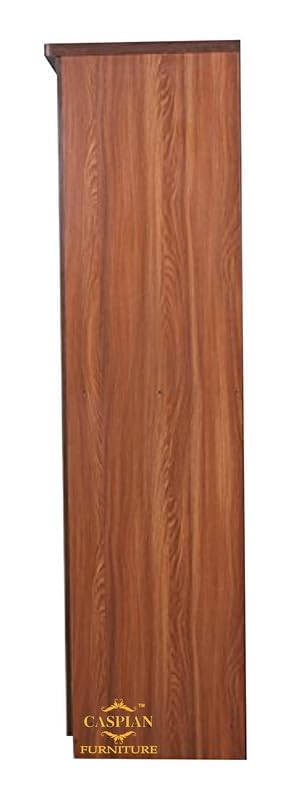 Image of CASPIAN Engineered Wood 2 Door Wardrobe (Brown) | Pre Assembled Furniture with Mirror | Streak Textured Cupboard /Almirah for Bedroom Clothes Storage Organizer with 5 Shelves & 2 Drawers