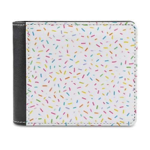 Jubonexis Portefeuille à deux volets en cuir synthétique souple blanc avec motif de saupoudres colorées - Porte-monnaie - Porte-cartes fin et durable - Pour homme et femme