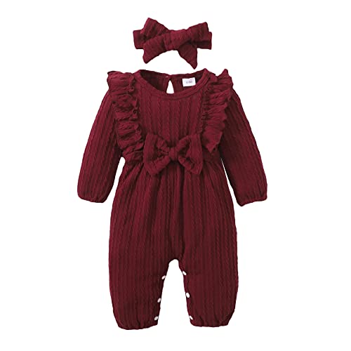 Happy Town Baby Girl Romper Infant Fall Winter Clothes Ruffle
