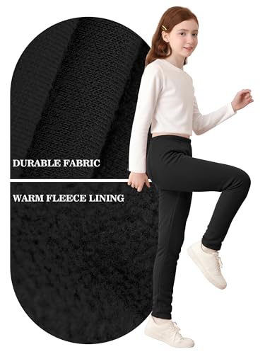 TODDOR 3 Pack Girls Winter Fleece Lined Leggings Stretchy Solid Velvet Pants Warm and Soft Tights for Kids4