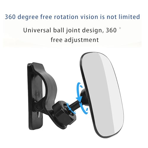 Image of Car Interior Rearview Mirror, 360 Rotation Wide-Angle Convex Clip-on Mirror, Universal Automotive Essentials, Suitable for Observing Children in the Rear