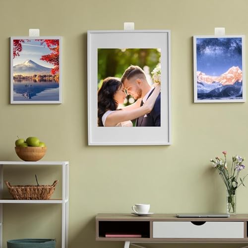 Image of 10 Pack Self Adhesive Photo Frame Hooks for Wall Without Drilling Heavy Duty Nail Free Picture Frame Hook for Photo Frames Wall Clocks and Home Decor Secure No Drill Hanging Solution