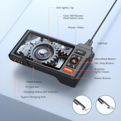 DEPSTECH 50FT Endoscope Camera with Light: Triple Lens 5" IPS Screen Sewer Inspection Camera, 1080P Industrial Borescope, Split Screen, Semi-Rigid Cable, Waterproof Drain Pipe Tool, Carrying Case by DEPSTECH - Image 9