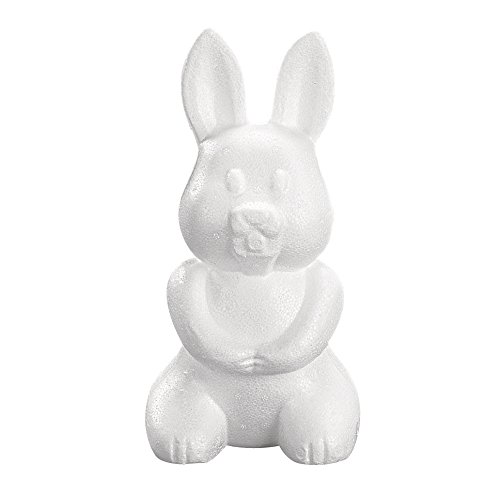 Rayher 3321000 Lapin en polystyrène, 23 cm, Blanc/Jardin Opulent, średni