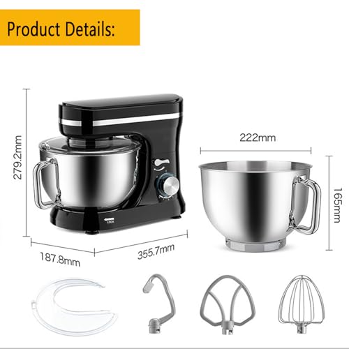 KHZKHC Food Mixer, Household Stand Mixer, Electric Dough Maker, 1000W Powerful Motor, 8 Gear Speed Adjustable,With 5Qt Stainless Steel Bowl, Dough Hook, Beater, for Restaurant, Kitchen - Image 5