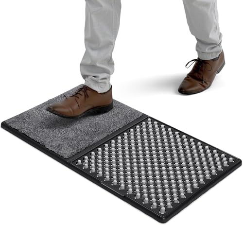 Alfombrilla desinfectante 2 en 1 para uso en interiores y exteriores, alfombra de entrada con dos secciones para desinfectar y secar plantillas