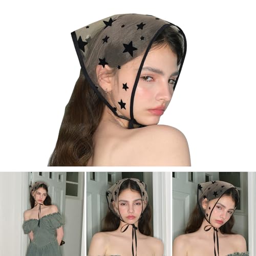 Breathable Delicate Sheer Lace Turbans Taking Photo Hair Scarf Outdoor Hairband Suitable For Fashion Forward Women, Star2