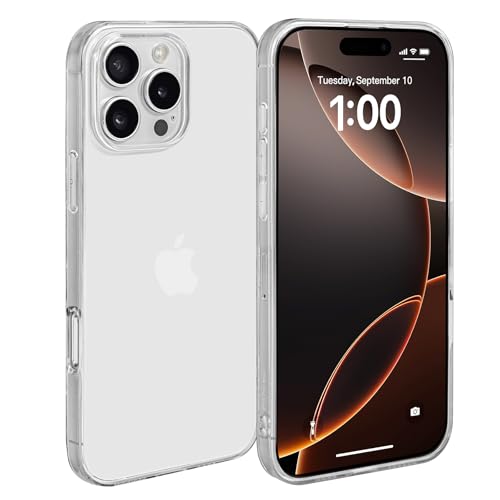 doupi Coque Transparente PerfektFit Compatible avec iPhone 16 Pro (6,3 Pouces) – Fine, Claire, Compatible avec la Recharge sans Fil, Coque de Protection Slim – Transparent