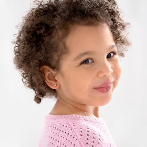 14k Rose Gold Girl's Ball Stud Screw Back Earrings for Toddlers & Young Girls - Small Classic Ball Stud Earrings for Young Kids & Preteens - Simple & Elegant Earrings for Children2