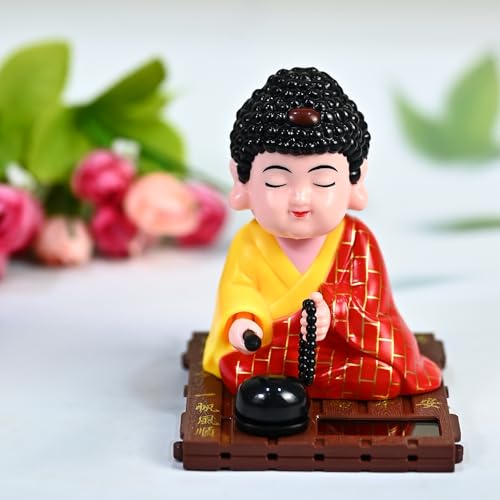 HindCraft Solar Buddha Moving Head Idol – Gift for Good Luck & Pr...