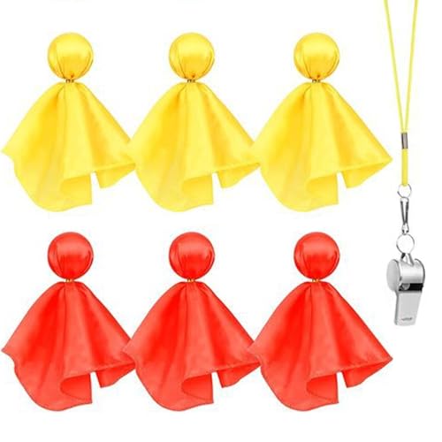 Penalización de 6 piezas bandera de fútbol con bandas de fútbol 1pc, fútbol de fútbol de bandera 3pcs bandera de árbitro rojo y 3pcs bandera de árbitro amarillo para fútbol, ​​lacrosse y bandera de f