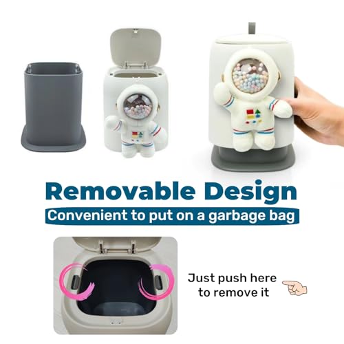 Image of Car Can Garbage Bin Cute Cartoon Style Hanging Car Flip Lid Trash Can Detachable Leak-Proof ABS Material Spaceman Duck Smile Cloud (Duck)