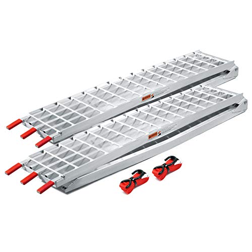 Wiltec Lot de 2X Rampe de Chargement Pliable 3100 x 305 mm – capacité de Charge Max. 1080 kg – Profil à tiges – en Aluminium – Rampe d'accès...