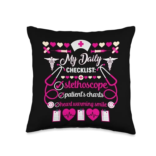 Nurse Daily Check List Frontline Workers Nursing Funny Nurse Throw Pillow