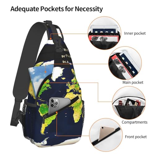 Mochila cruzada con estampado de mapa mundial para senderismo miniatura 4