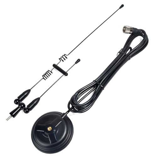 YNIBST Radio Antenne Doppelband-VHF/UHF 144/430 MHz, Amateur Radio Antenne mit magnetischer Basis und PL259-Stecker, 4 Meter RG-58 Kabel